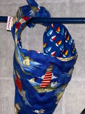 Elmo’s Closet Luxury Reversible Nautical / Lighthouse  Dog Scarf Bandanna Small